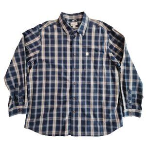 Carhartt Men's 2XL Relaxed Fit Navy Plaid Shirt Long Sleeve Pocket 103351 EUC